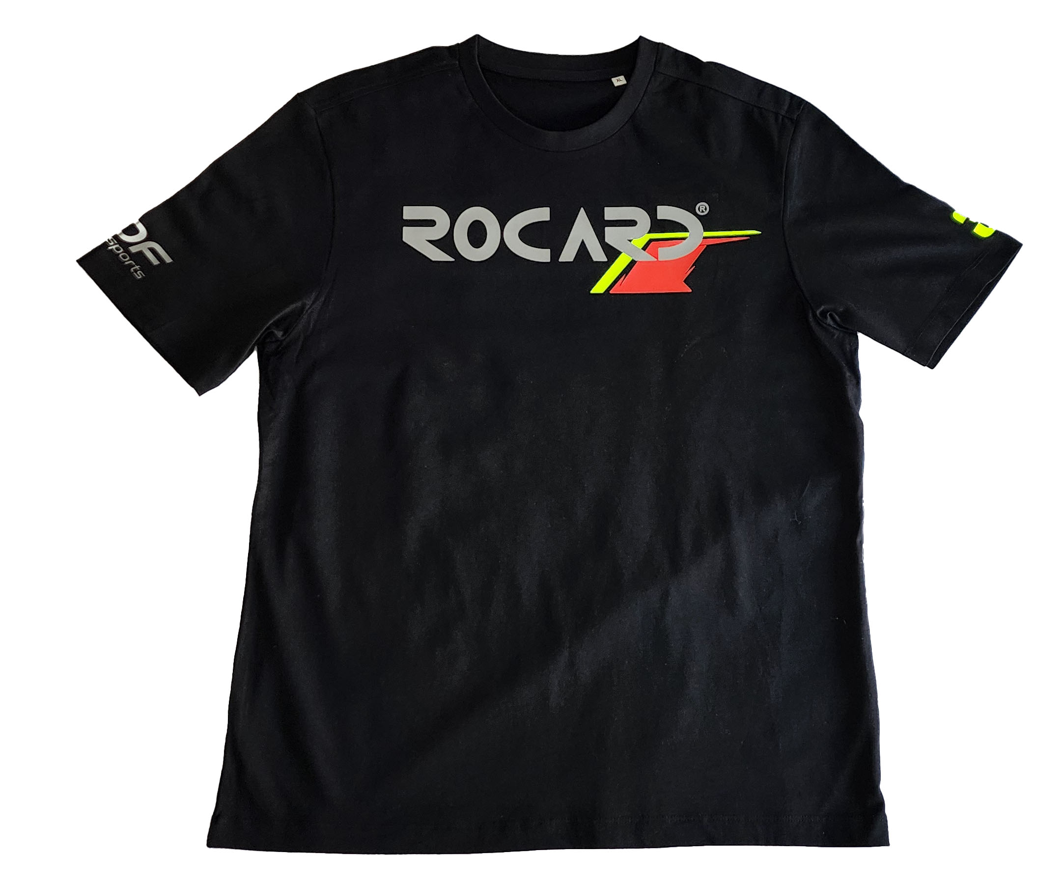 Apex Tee in black, hand-printed in the UK