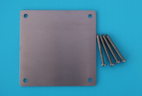 Stainless Steel Blank Plate 4 holes 90mm square