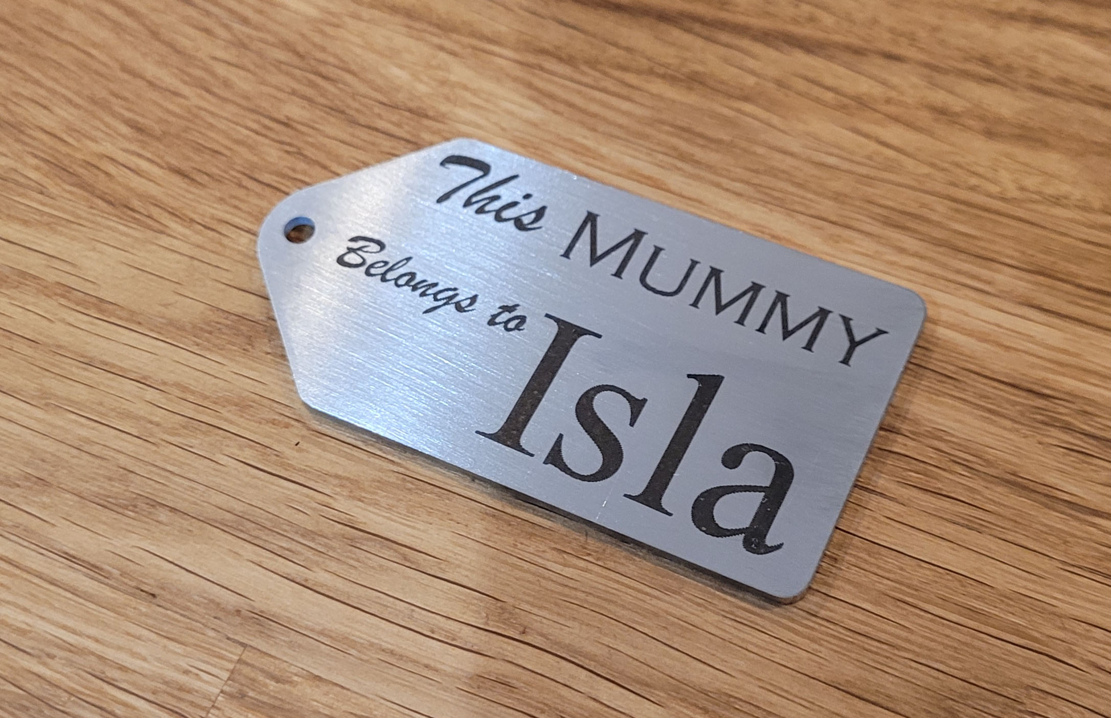 Custom etched stainless steel keyfob