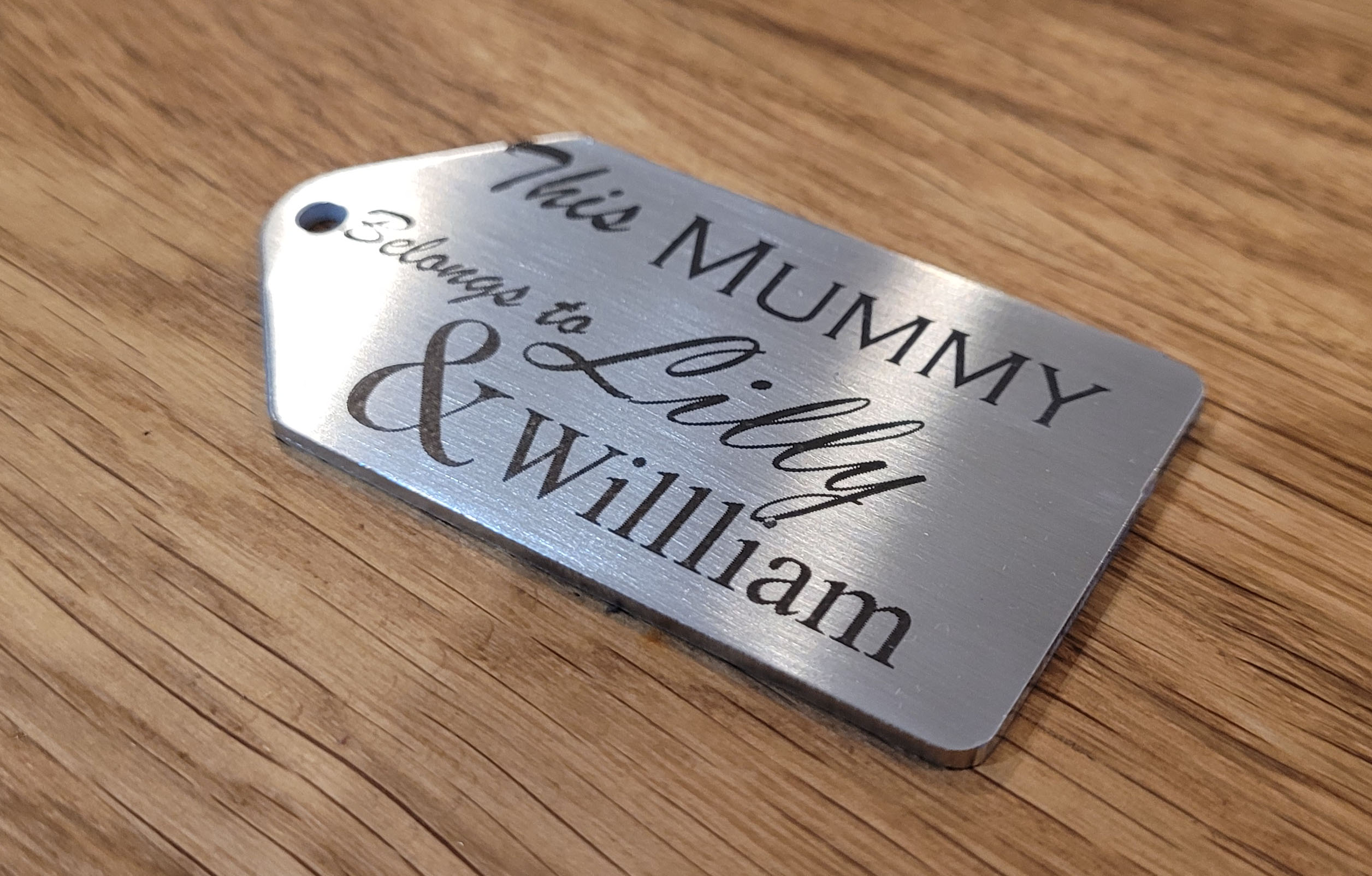 Custom etched stainless steel keyfob